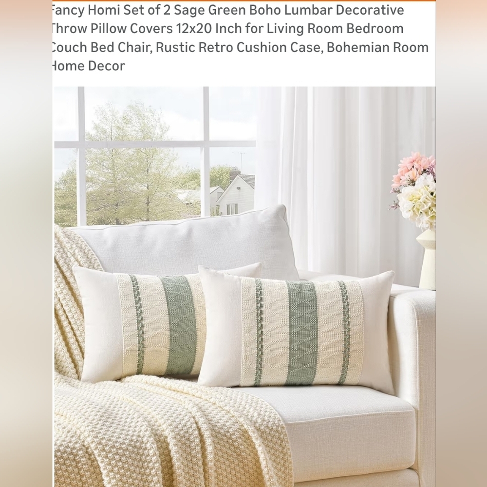Two Macrame Bohemian Throw Pillowcases